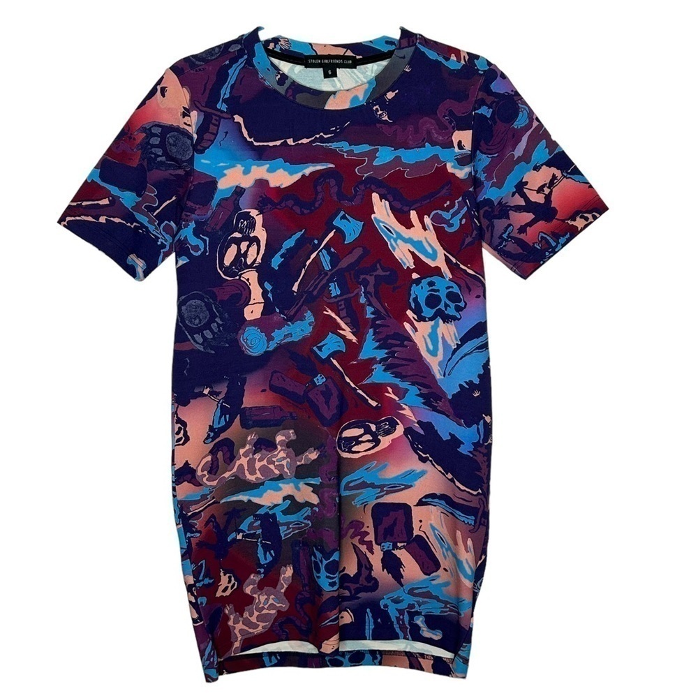 Stolen Girlfriends Club Mixed Skull Print Short Sleeve T-Shirt Dress